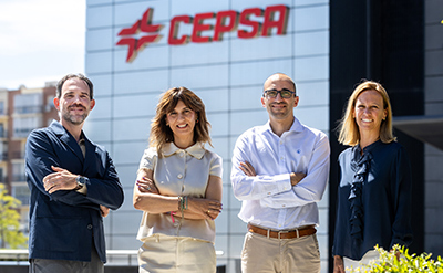 The Cepsa team, from left to right, David Villaseca, Digital Director, Yolanda González, DPO, Jesús Oliva, Head of Advanced Analytics, and Cristina Fabre, Audit, Compliance and Risk Director.